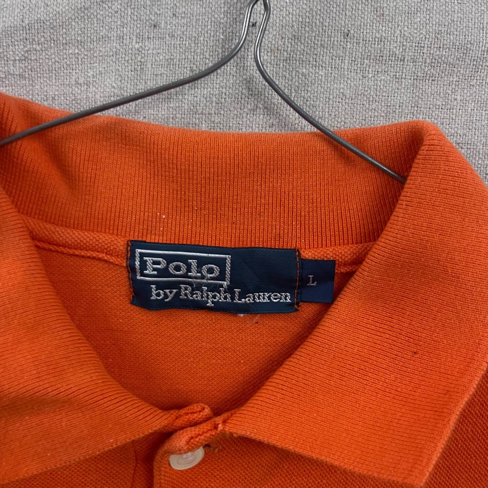 Polo Ralph Lauren Polo Shirt Mens L Orange Big Pony Short Sleeve Cotton Pique - Picture 4 of 5